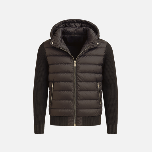 NAVY DARK BROWN CARDIGAN WITH HOOD